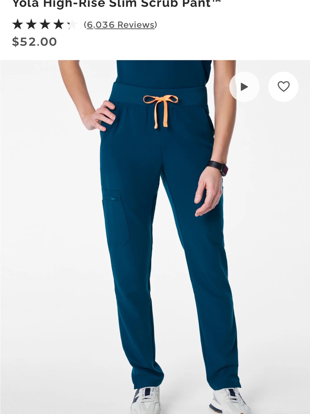 Yola High-Rise Slim Scrub Pant — Deep Reef  with Contrast Drawstring